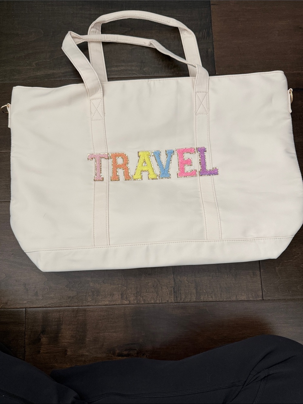 White 'TRAVEL'  Tote Bag